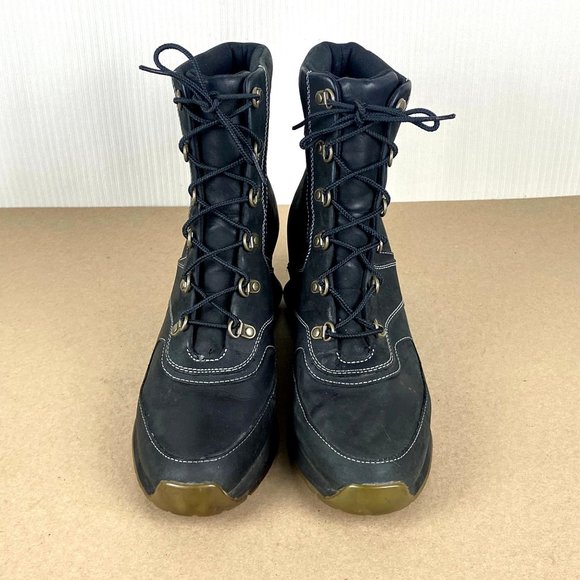 Timberland Leather Wedge Boot Womens 9.5 Black Lace Up - Picture 2 of 10